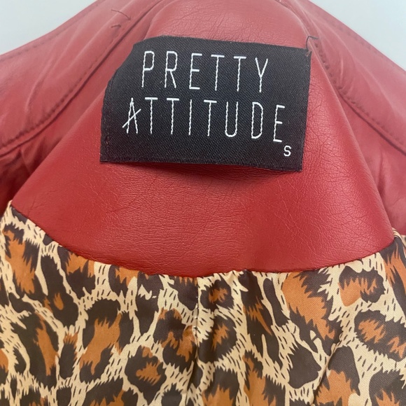 NWOT Vegan Leather Red Moto Jacket - Picture 9 of 9